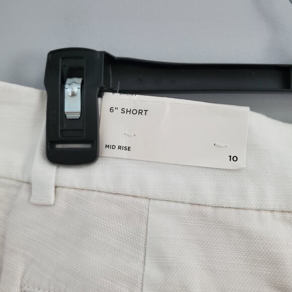 LOFT Outlet White Cotton Mid Rise 6" Short Shorts 10 - Picture 4 of 7